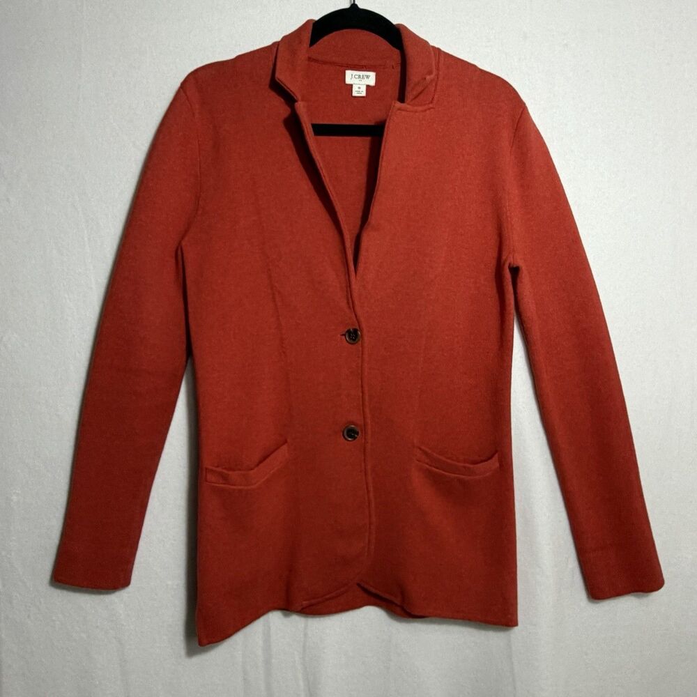 J.Crew Factory Classic Heather Brick Red Orange Sweater Blazer Cardigan Size S